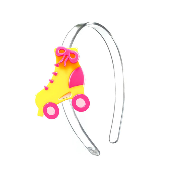 Roller Skates Pink Yellow Headband
