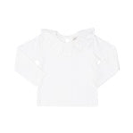 Larrison White Moonstitch Ruffled Collar Shirt