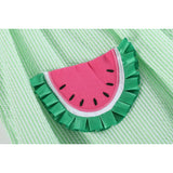 Green Seersucker Watermelon Smocked Bishop Dress