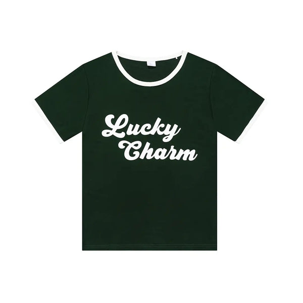 Lucky Charm St Patricks Day Bamboo Terry Ringer Kids T-Shirt