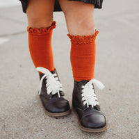 Pumpkin Lace Top Knee Highs