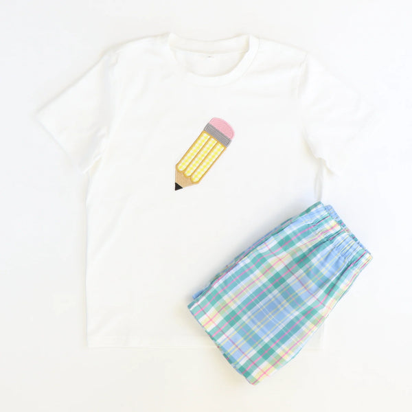 Appliquéd Pencil Shirt & Short Set