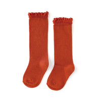 Persimmon Lace Top Knee High Socks