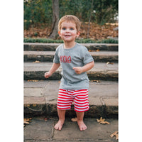 Boys Knit Shorts Red and White Stripe
